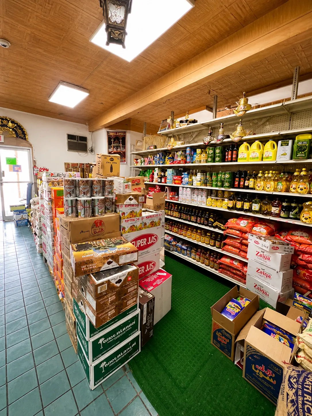 International product aisle with Middle Eastern décor