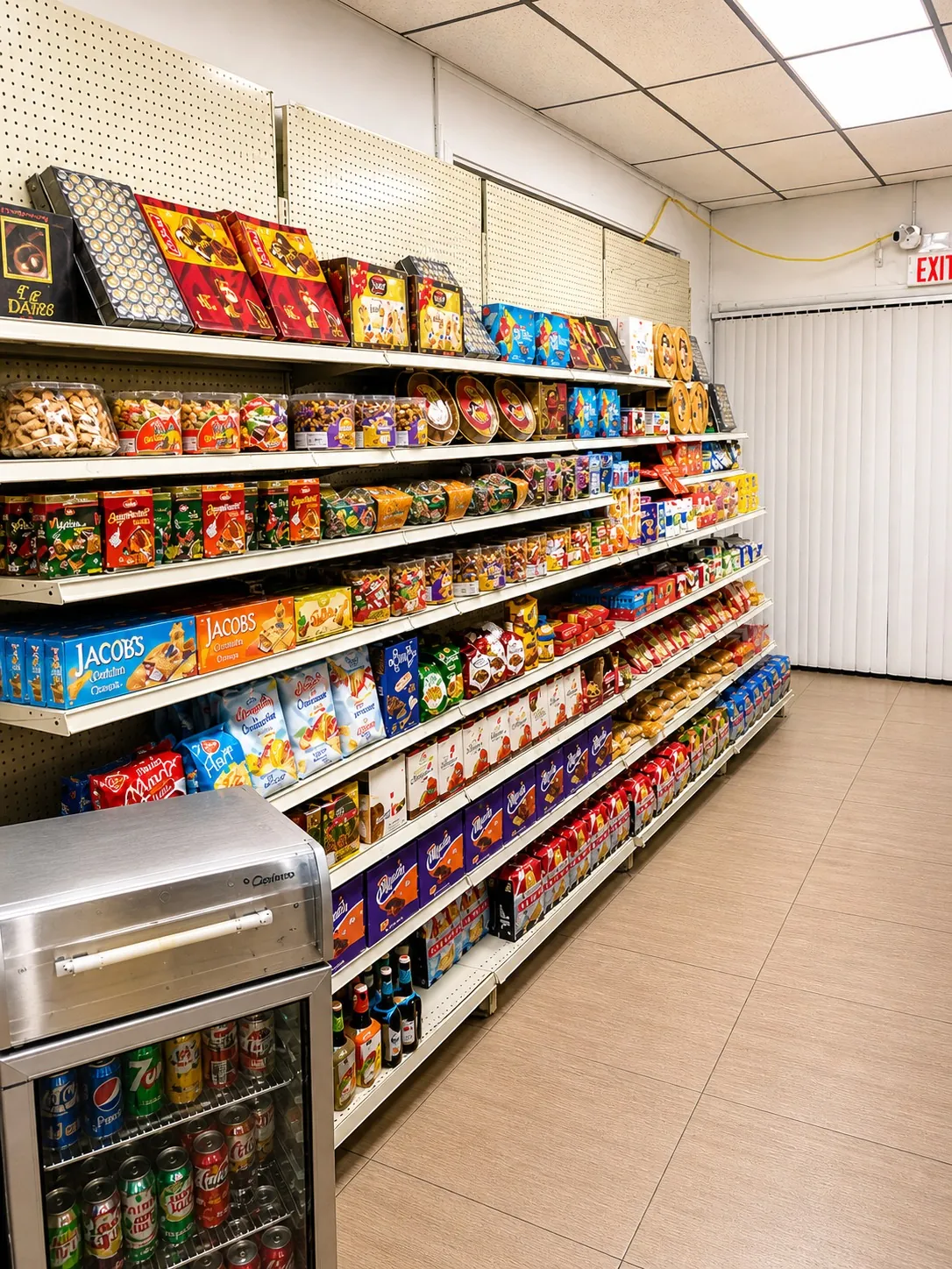 Aisle of biscuits, sweets, and snacks