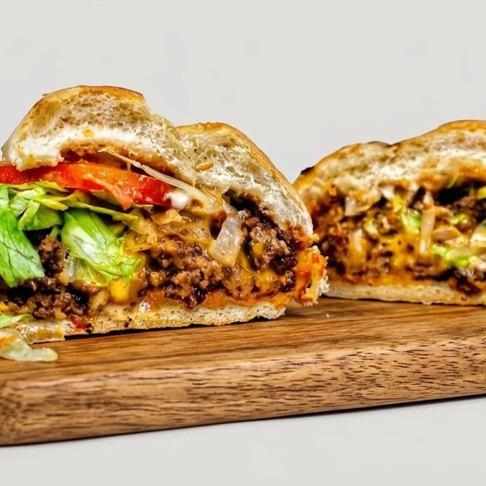 Chopped cheese sandwich with seasoned beef and melted cheese