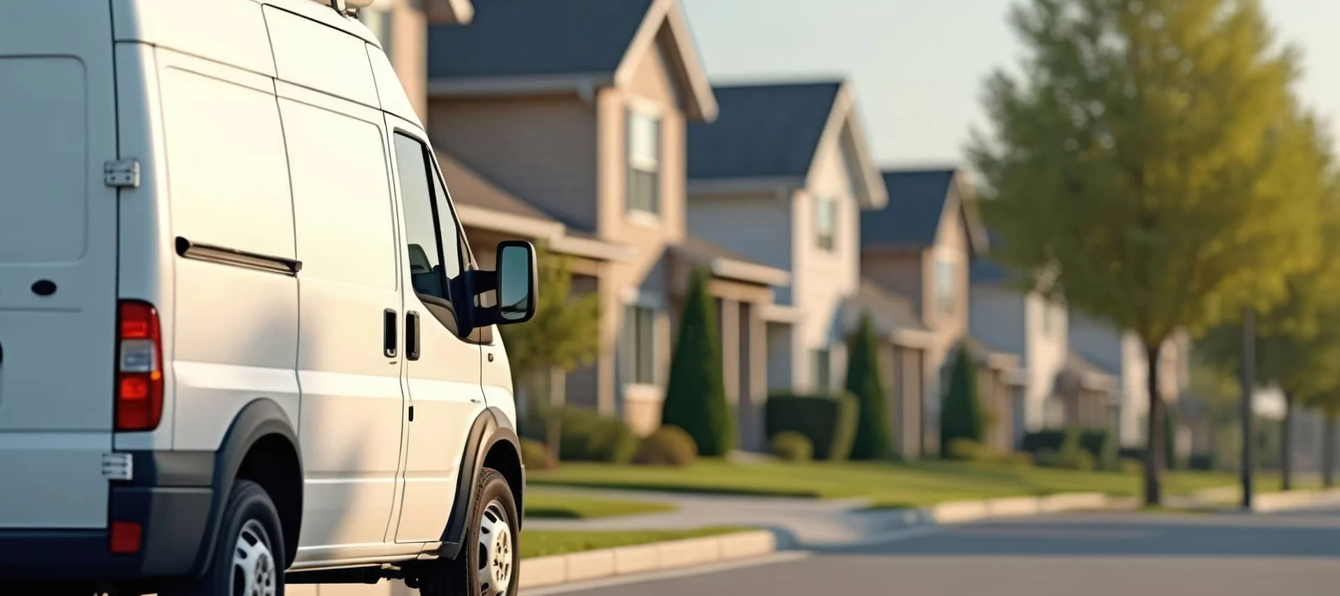 Celestial Air Hvac service van in a residential neighborhood